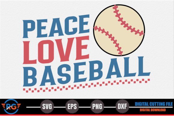 Peace Love Baseball – Retro Baseball SVG