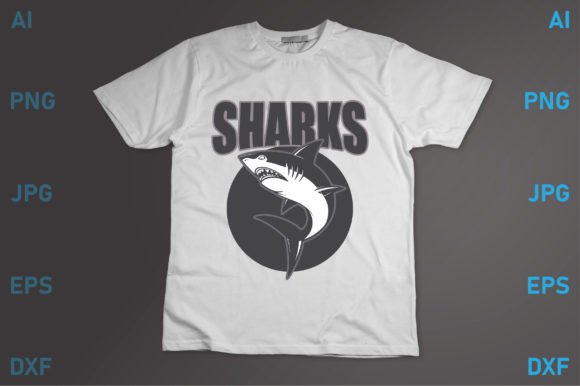 Sharks: A Bold Graphic for Custom Apparel and Patches