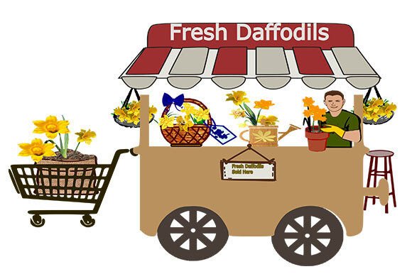 Street Vendor 1: A Designer's Take on Daffodil Cart Embroidery